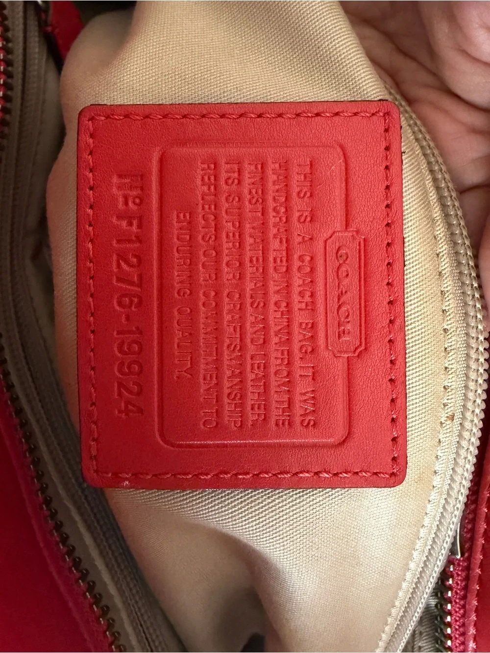 Coach Red Leather Tote with Tassel Charm